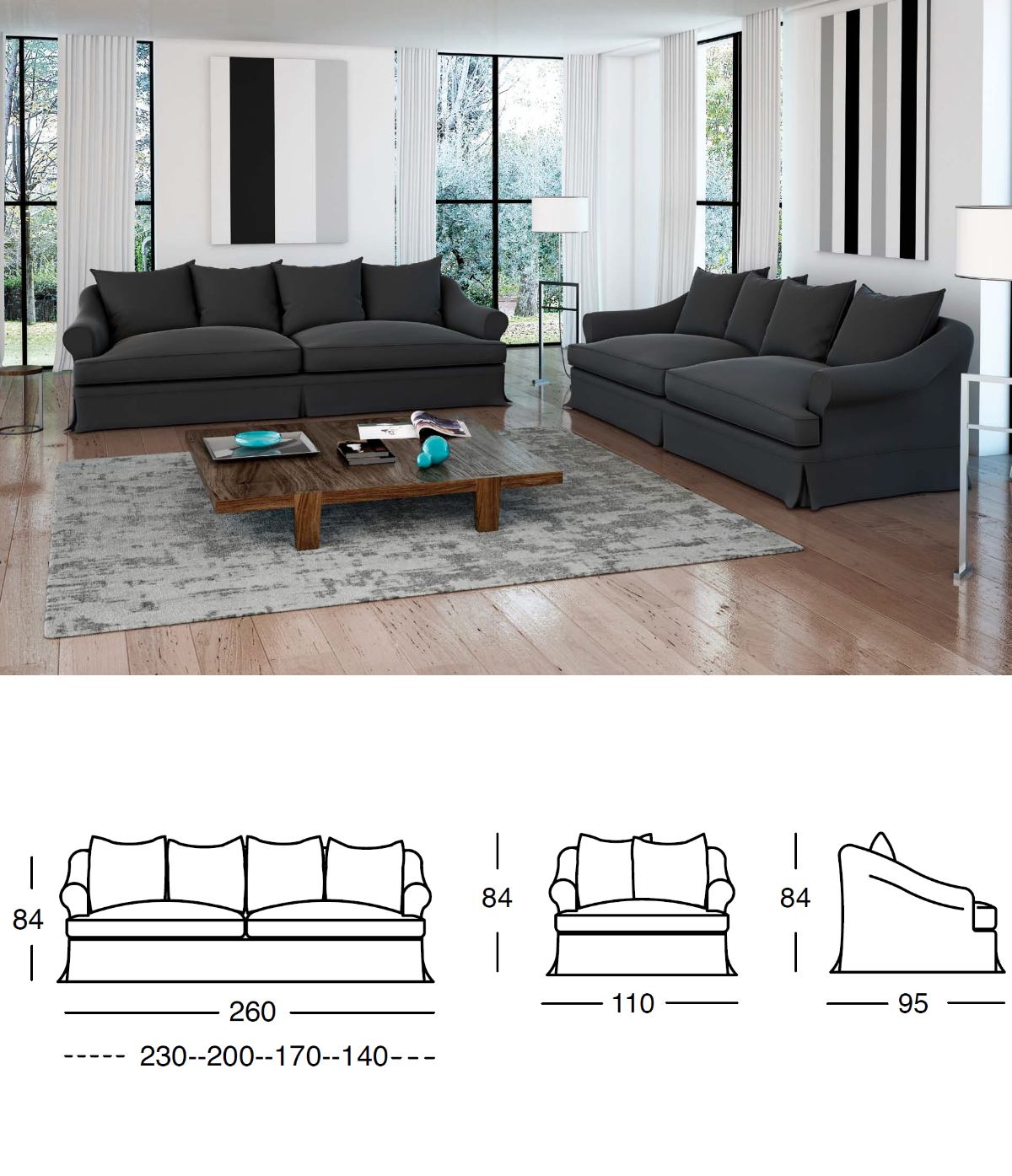 RENE' DIVANO cm 140*-170-200-230-260