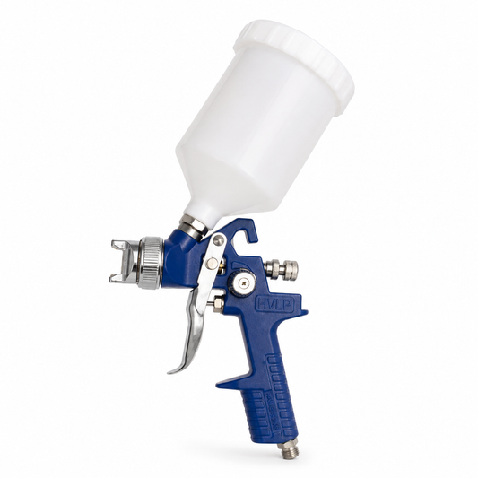 Aerografo a spruzzo HVLP blu con serbatoio bianco e ugello da 1,5 mm (Pistola a spruzzo)