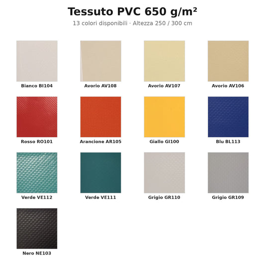 Cartella colori Tessuto PVC 650 - 13 colori